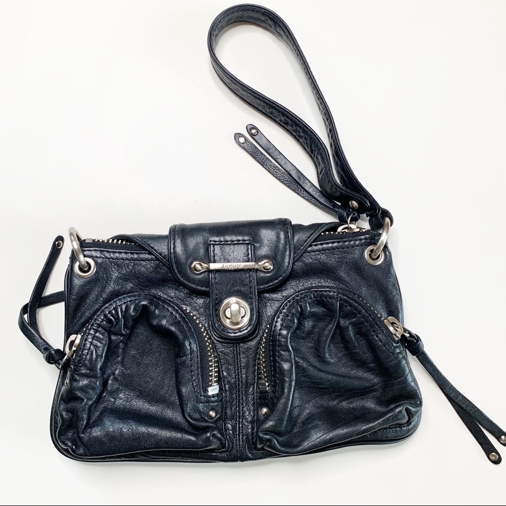 Botkier Black Leather Shoulder Bag with Front Pockets - Picture 4 of 8